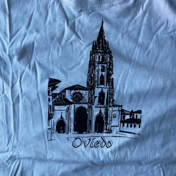 Vintage Oviedo Cathedral Spain T-Shirt Architectural Tourist 90s ART MENS XL - Picture 5 of 5